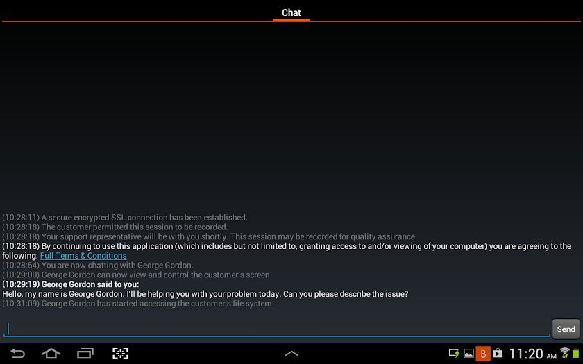 Bomgar for Samsung Screen 3