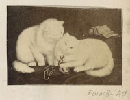 Fotoreproductie van (vermoedelijk) een schilderij met twee katten