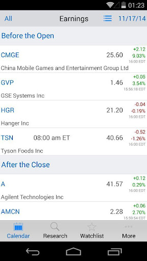 Stock Earnings Calendar