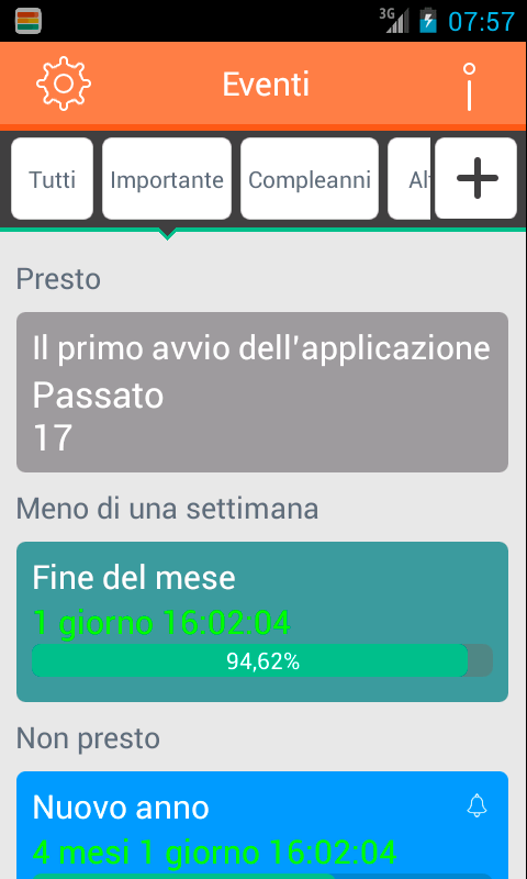 Android application Countdown Events screenshort
