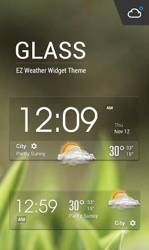 クリアガラススタイル クロック 時計 天気 ウィジェット