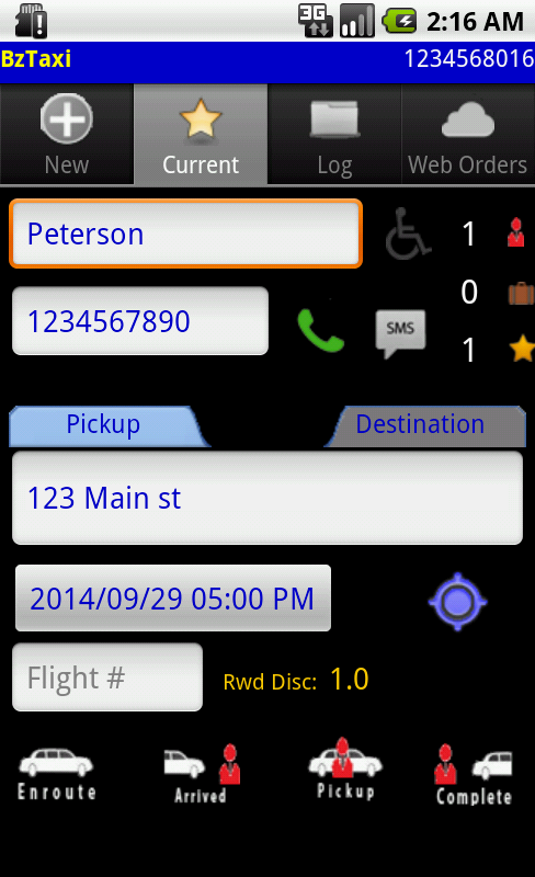 Taxi/Limo Dispatch/Order  Mgmt Screen 3