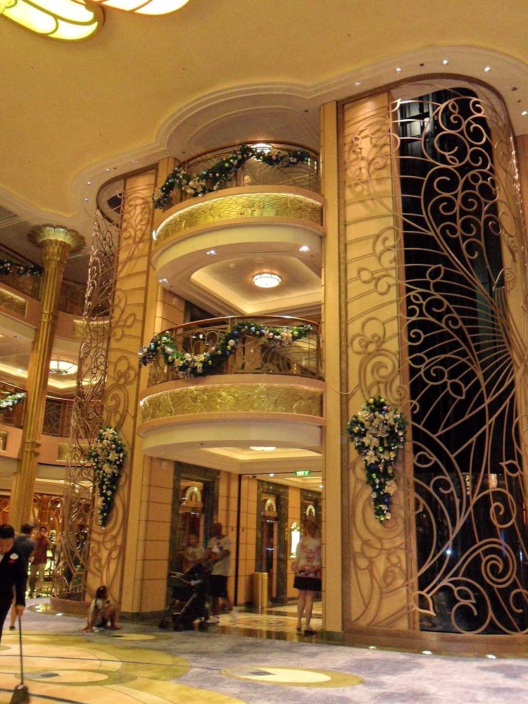 The atrium lobby elevators on Disney Fantasy.