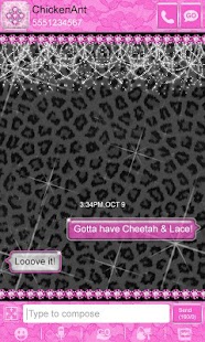 Lastest Cheetah & Pink Lace Theme SMS APK for PC