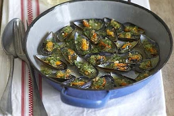 Crunchy baked mussels