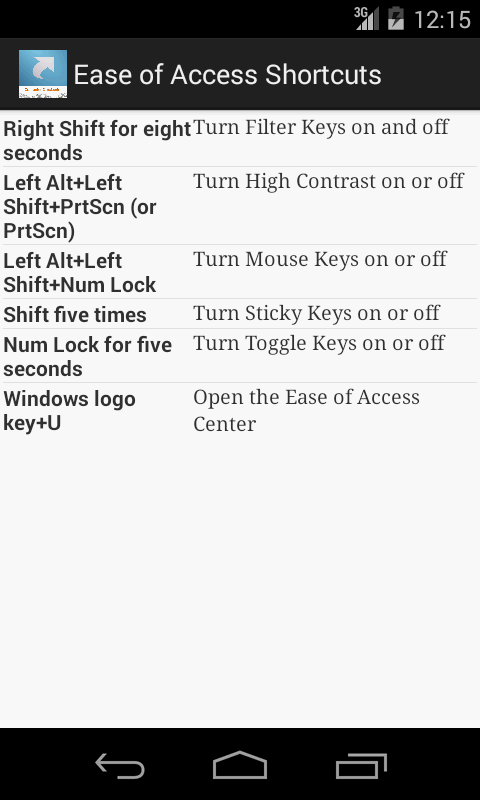 Filter Keys Off Windows Vista