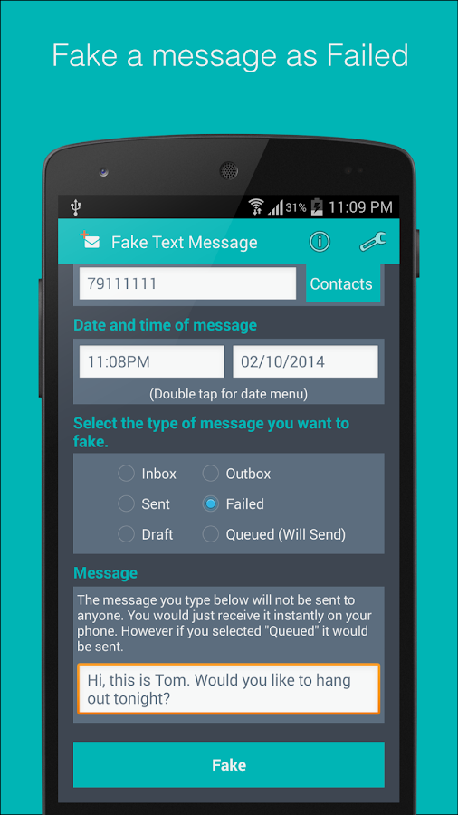 Fake Text Message - screenshot