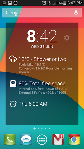 DashClock Disk Space Extension