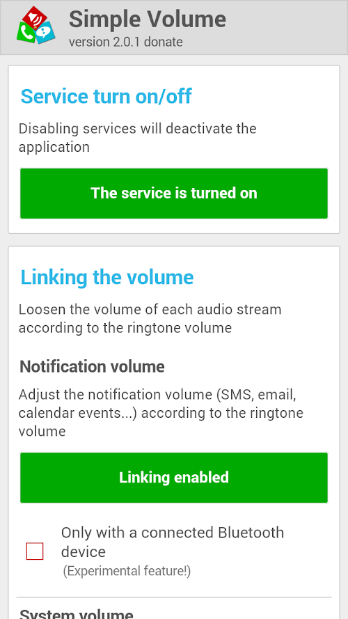 Android application Simple Volume (donate) screenshort