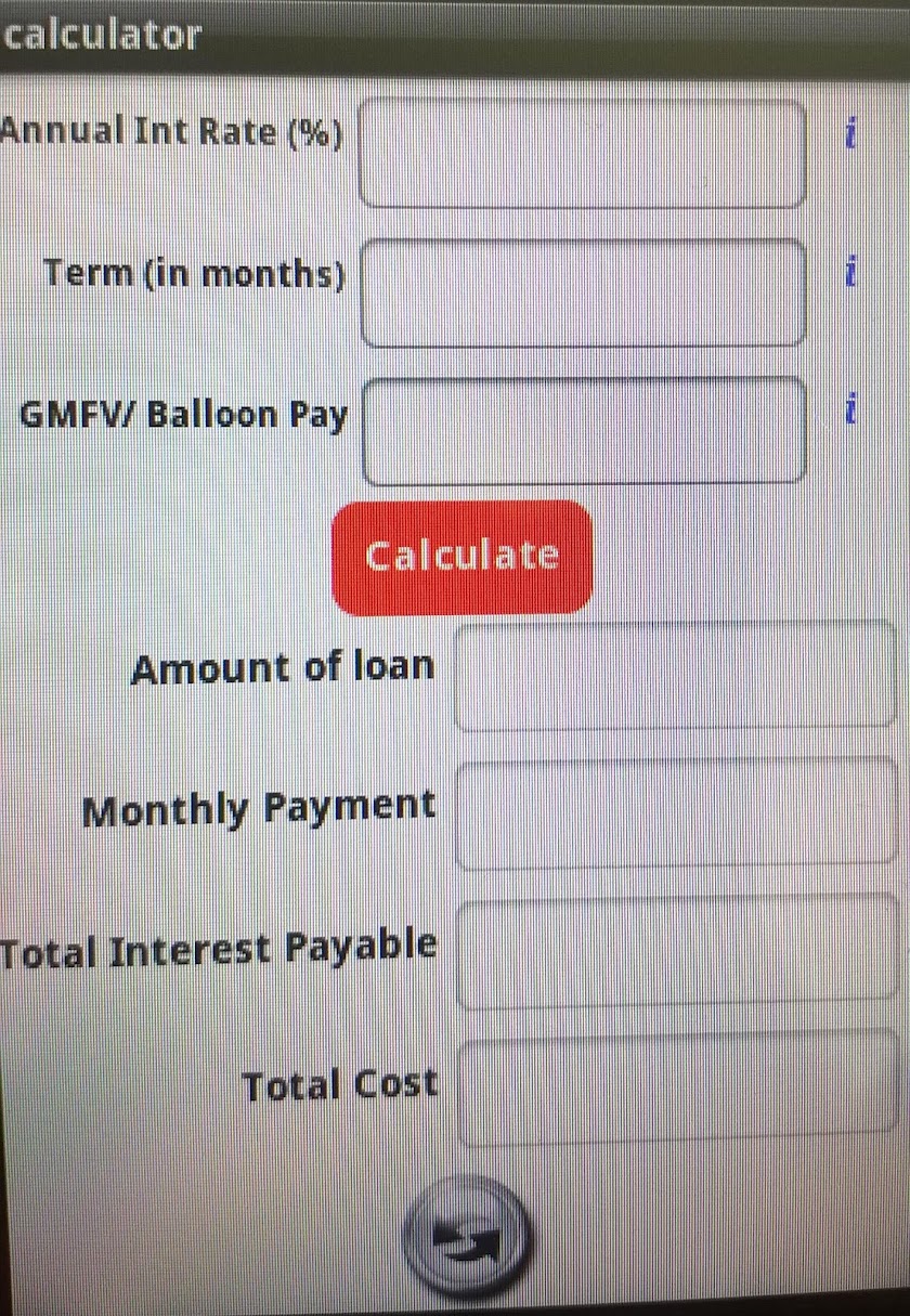 Balloon Payment(PCP) Calc Screen 3