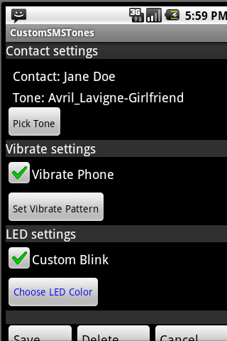 Custom SMS Tones Screen 3