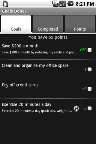 Screenshot #1 of Goals Done! / Android