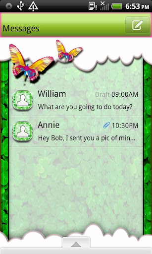 GO SMS THEME ButterflyClover2