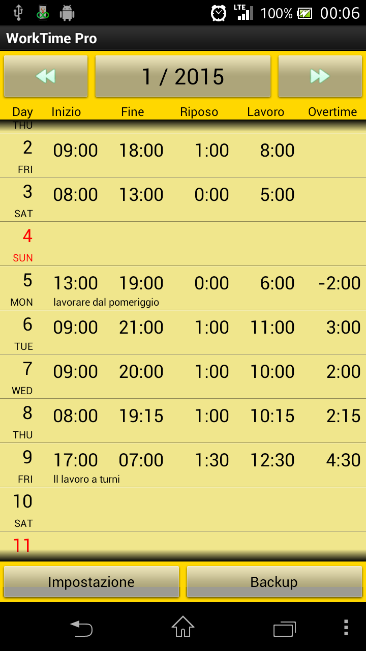 Android application WorkTime Pro screenshort
