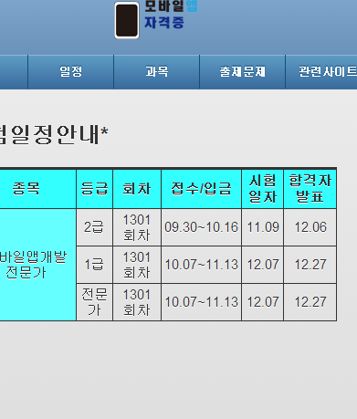 모바일앱 자격증