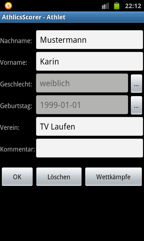 AthleticsScorer Screen 2