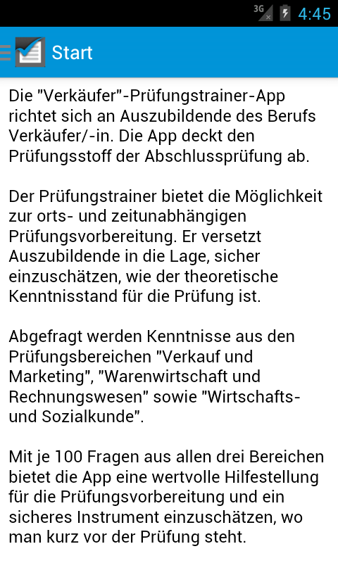 Android application Verkäufer – Prüfungstrainer screenshort