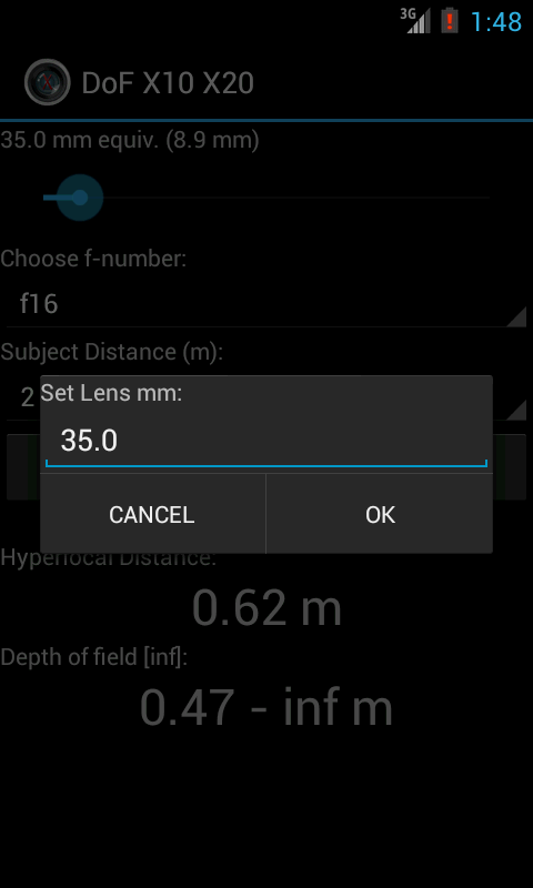 DoF X10 X20 (Ad Free &amp; Donate) Screen 2