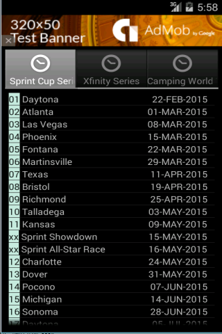 Unofficial Nascar Schedule