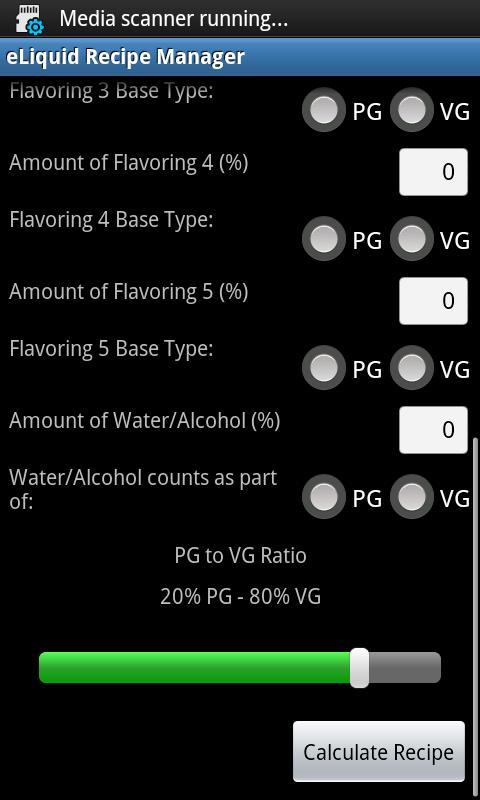 eLiquid Recipe Manager Pro Screen 2