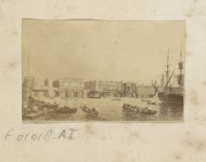 Fotoreproductie van (vermoedelijk) een schilderij met een havengezicht