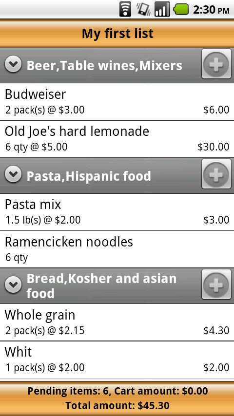 Android application Voice Grocery Shopping List screenshort