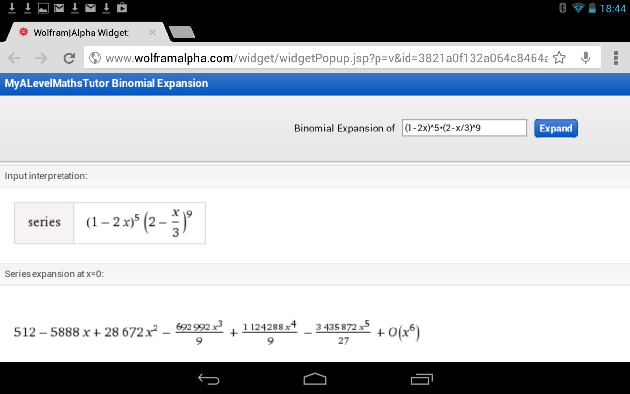 Wolfram|Alpha Widget: Binomial Expansion Calculator