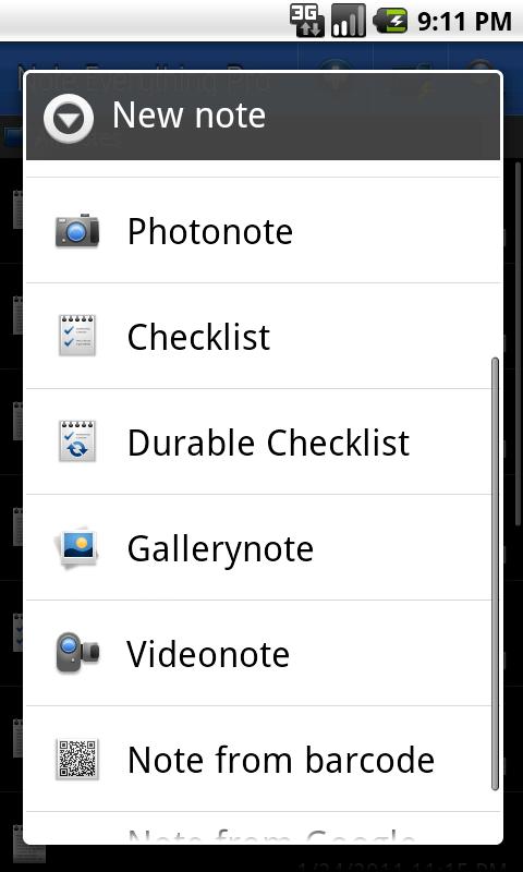 Android application Note Everything Pro Add-On screenshort