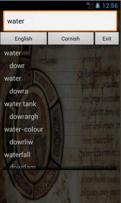 Android application English Cornish Dictionary screenshort