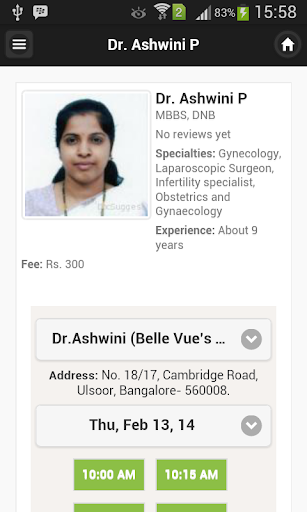 Dr Ashwini P Appointments
