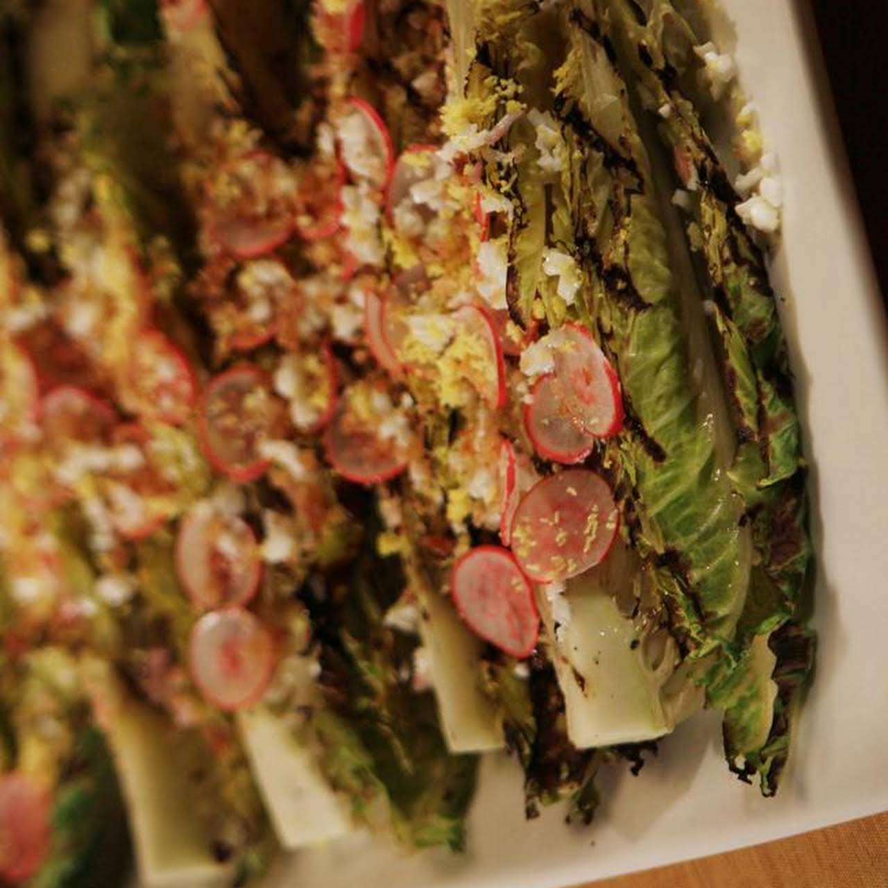 Grilled Romaine  following Radishes, Hard-boiled Eggs And Toasted Bread Crumbs