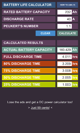 DC Battery Life Calc Free