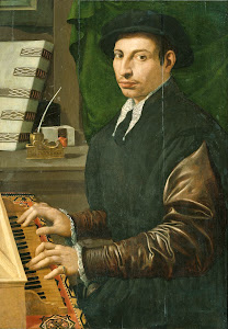 RIJKS: Francesco Traballesi: Portrait of a man playing a virginal 1570