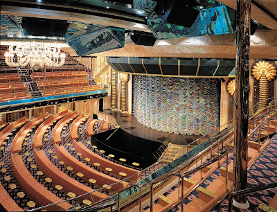 The 1,400-seat Caribbean Lounge, Carnival Victory's main show theater, has a revolving stage, laser lights, retractable orchestra pit and other state-of-the-art features.