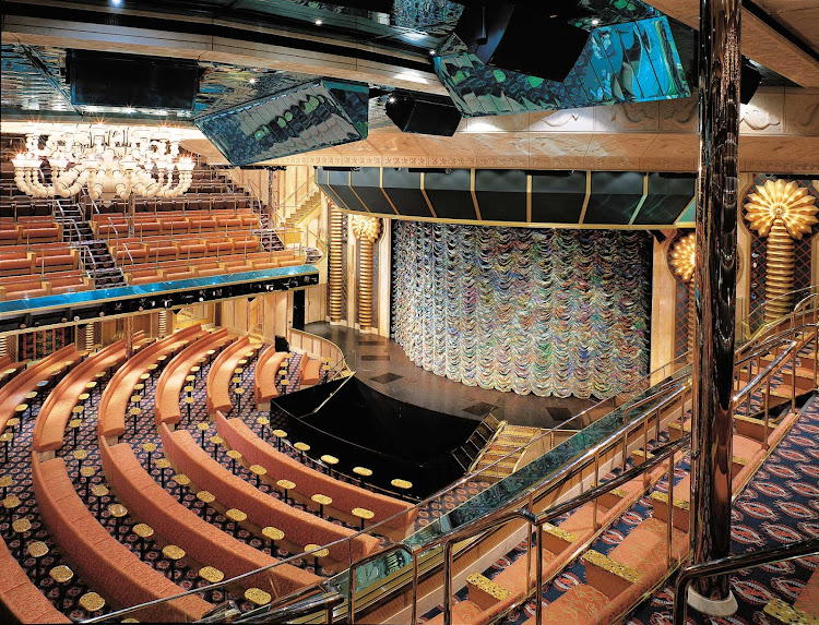 The 1,400-seat Caribbean Lounge, Carnival Victory's main show theater, has a revolving stage, laser lights, retractable orchestra pit and other state-of-the-art features.