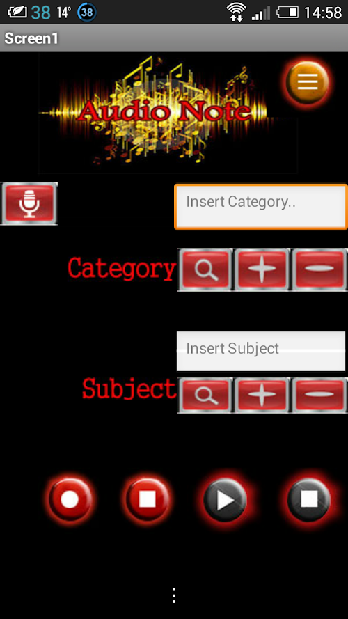 Android application Catagorized Audio Notes screenshort