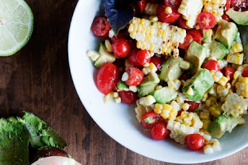 Summer Harvest Salad - Tomatoes, Grilled Corn and Avocados