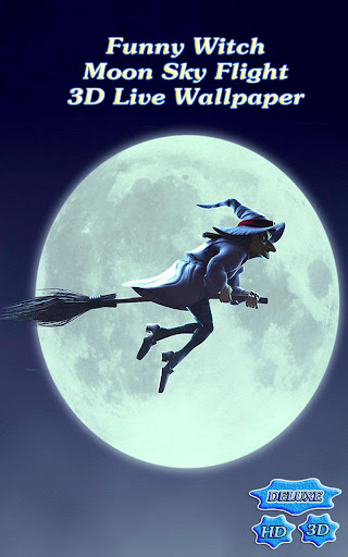 Funny Witch Moon Sky Flight 3D