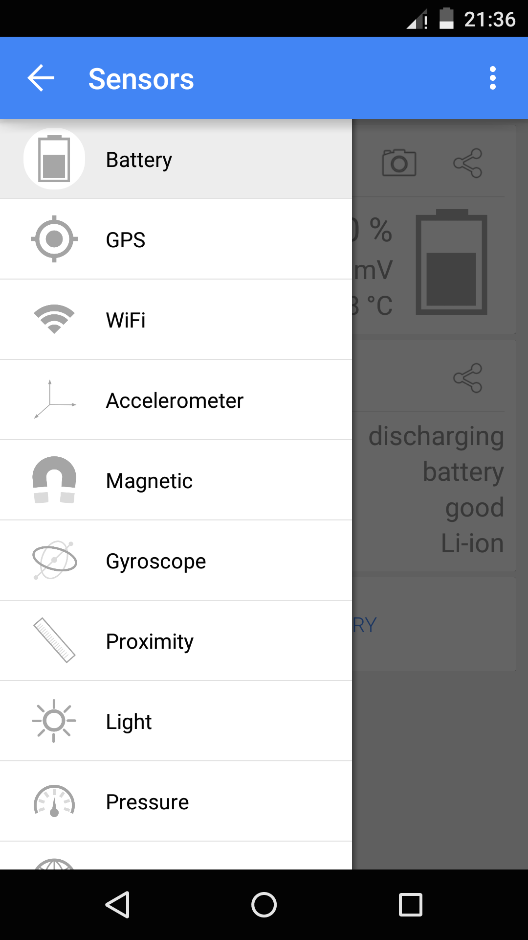 Android application Sensors Multitool screenshort