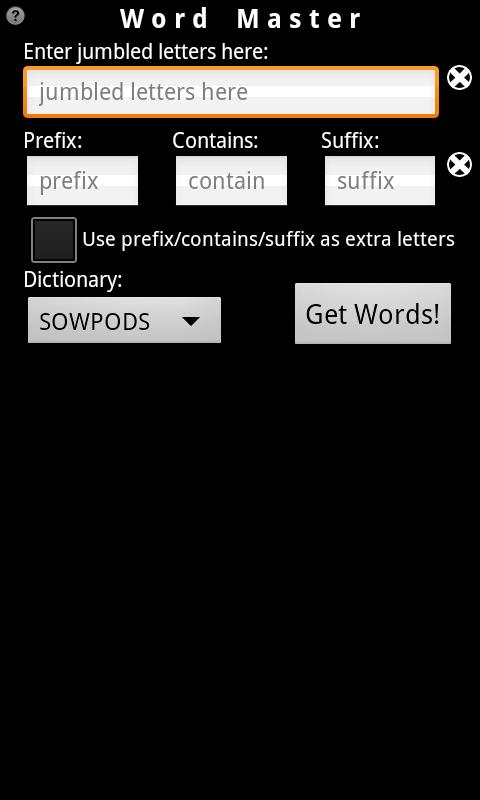 Word Master ™ Screen 1