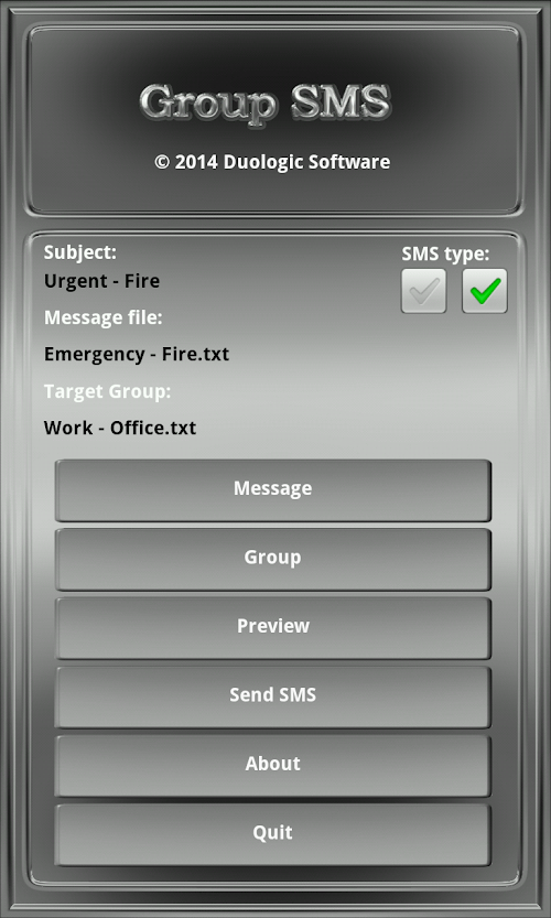 Android application Group SMS screenshort
