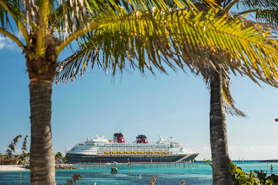 Disney Magic moored in a Caribbean port of call. 