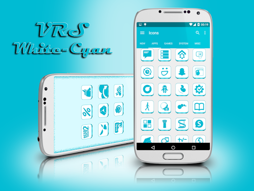 【免費個人化App】VRS White-Cyan Icon Pack-APP點子