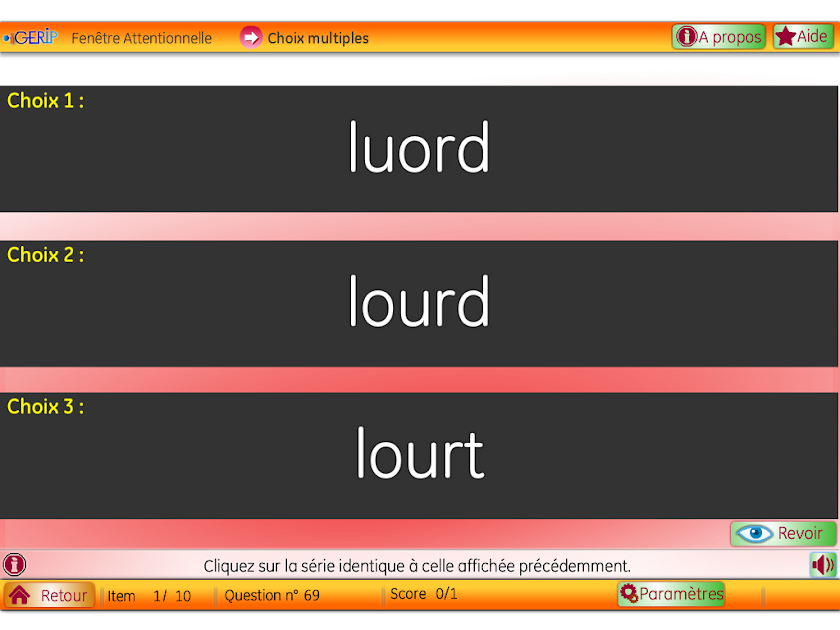 Fenêtre Attentionnelle Screen 3