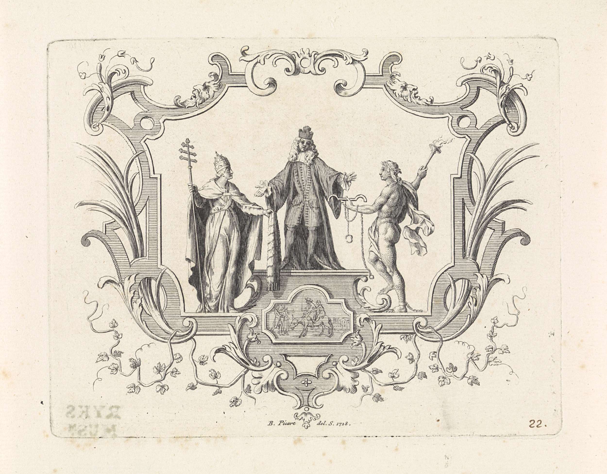 François de Maucroix geflankeerd door de Kerk en Hymen