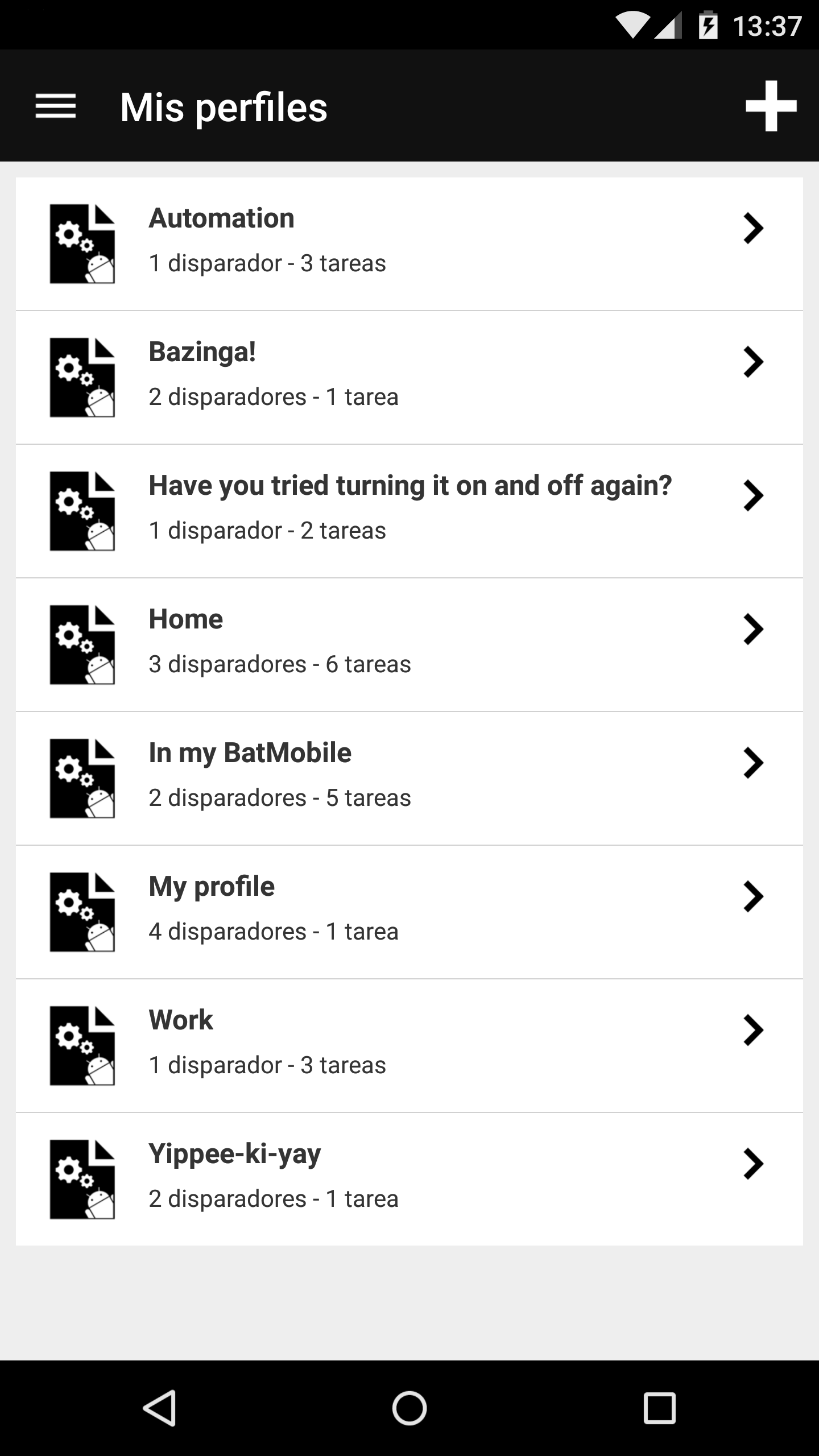 Android application Droid Automation - Pro Edition screenshort