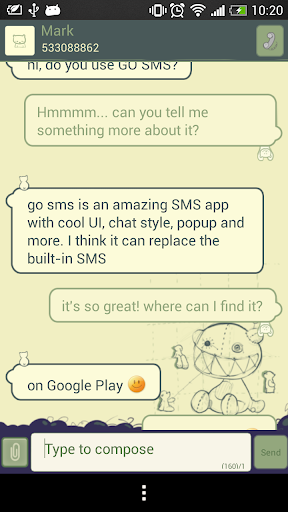 GO SMS Teddy Bear Theme