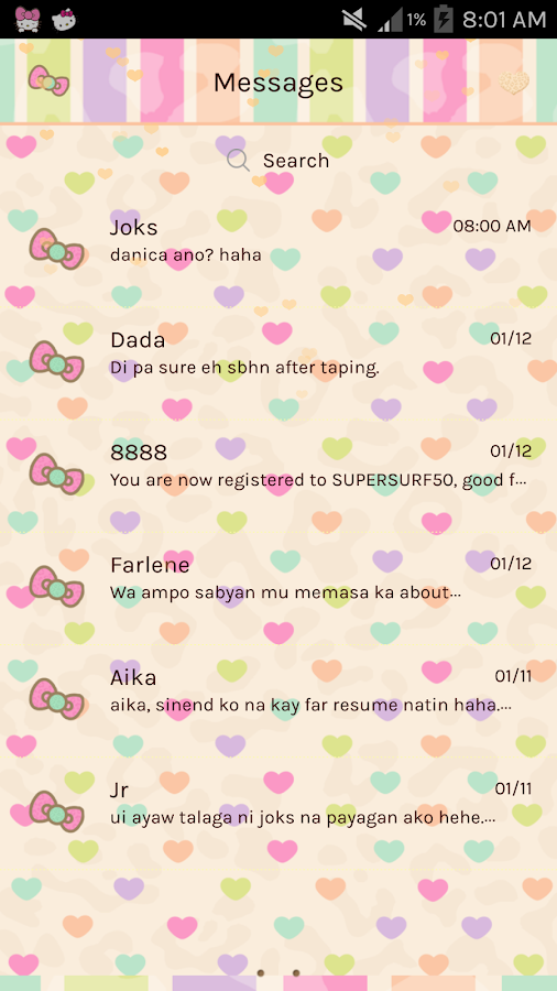 Pastel Love GO SMS Screen 3