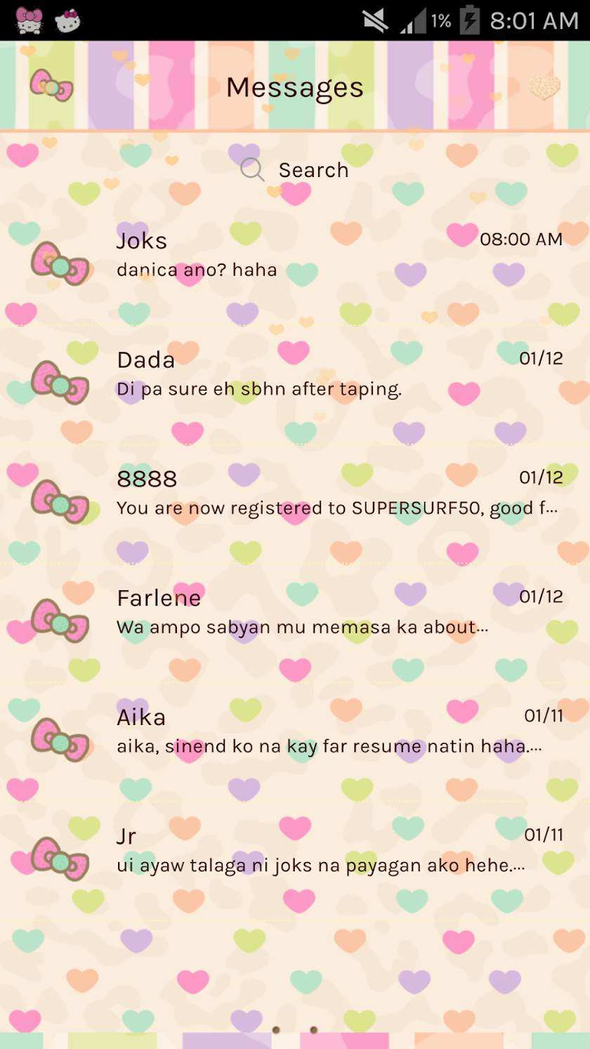 Pastel Love GO SMS Screen 1