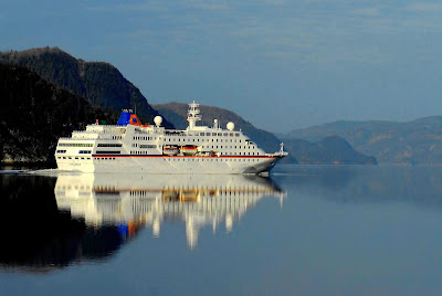 The 423-passenger cruise ship C. Columbus sails the Saguenay River in Cote-Nord Ð Manicouaga, Quebec.